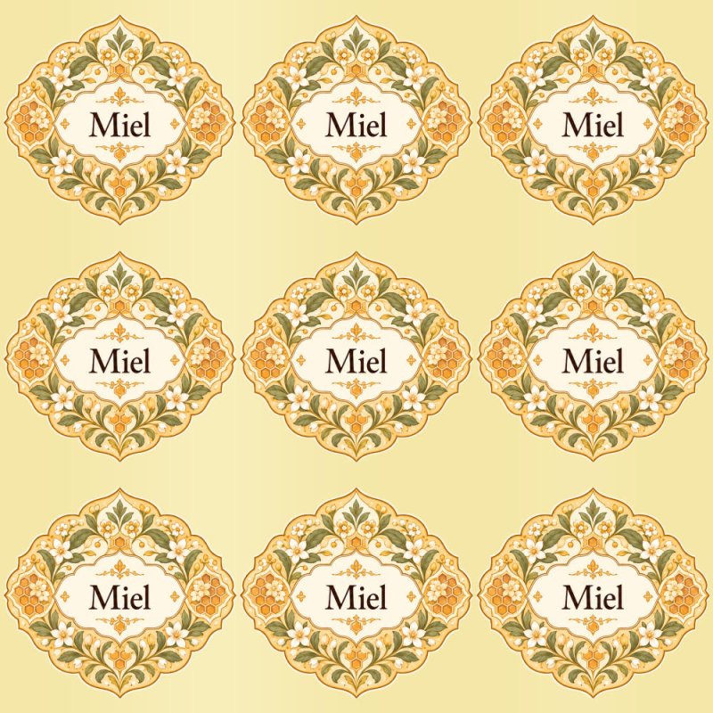 Pegatinas aroma miel estilo árabe: blíster de 9 pegatinas con el vinilo sobrante retirado.