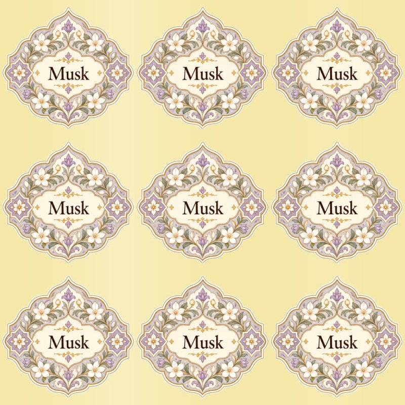 Pegatinas aroma musk estilo árabe: blíster de 9 pegatinas con el vinilo sobrante retirado.