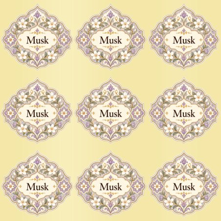 Pegatinas aroma musk estilo árabe: blíster de 9 pegatinas con el vinilo sobrante retirado.