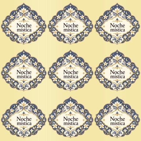 Pegatinas aroma noche mística estilo árabe: blíster de 9 pegatinas con el vinilo sobrante retirado.