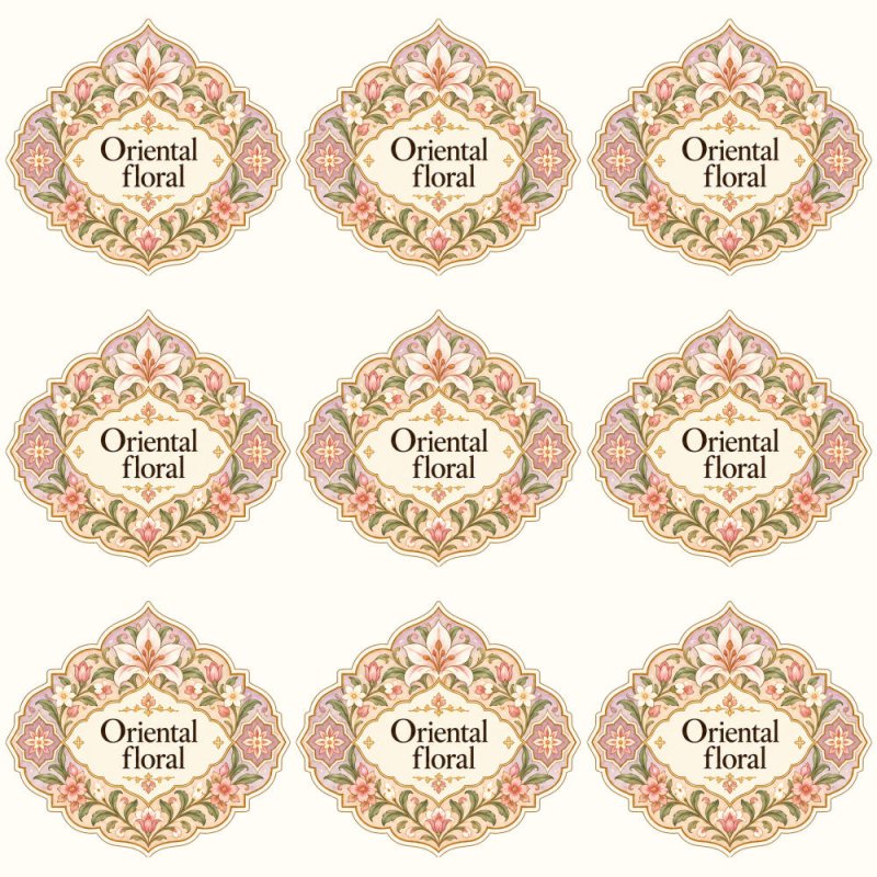 Pegatinas aroma oriental floral estilo árabe: blíster de 9 pegatinas.