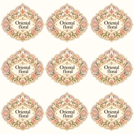 Pegatinas aroma oriental floral estilo árabe: blíster de 9 pegatinas.