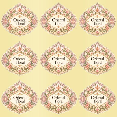 Pegatinas aroma oriental floral estilo árabe: blíster de 9 pegatinas con el vinilo sobrante retirado.