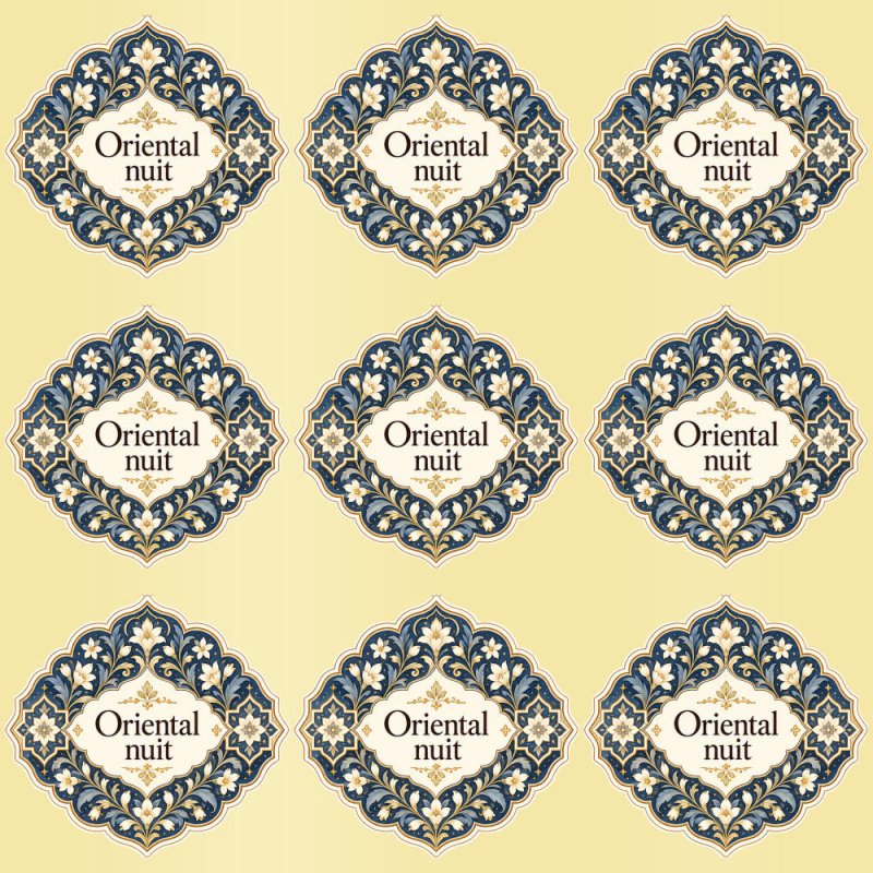 Pegatinas aroma oriental nuit estilo árabe: blíster de 9 pegatinas con el vinilo sobrante retirado.