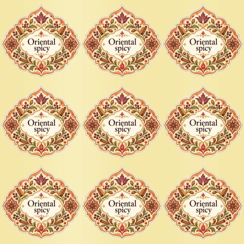 Pegatinas aroma oriental spicy estilo árabe: blíster de 9 pegatinas con el vinilo sobrante retirado.