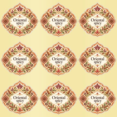 Pegatinas aroma oriental spicy estilo árabe: blíster de 9 pegatinas con el vinilo sobrante retirado.