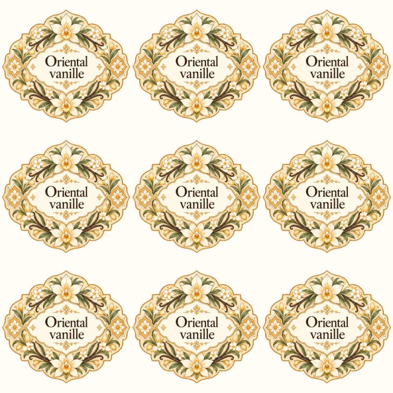 Pegatinas aroma oriental vanille estilo árabe: blíster de 9 pegatinas.