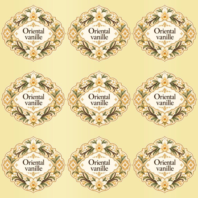 Pegatinas aroma oriental vanille estilo árabe: blíster de 9 pegatinas con el vinilo sobrante retirado.