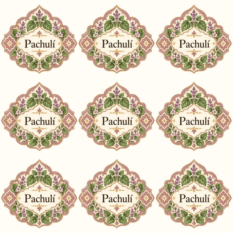 Pegatinas aroma pachulí estilo árabe: blíster de 9 pegatinas.