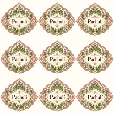 Pegatinas aroma pachulí estilo árabe: blíster de 9 pegatinas.
