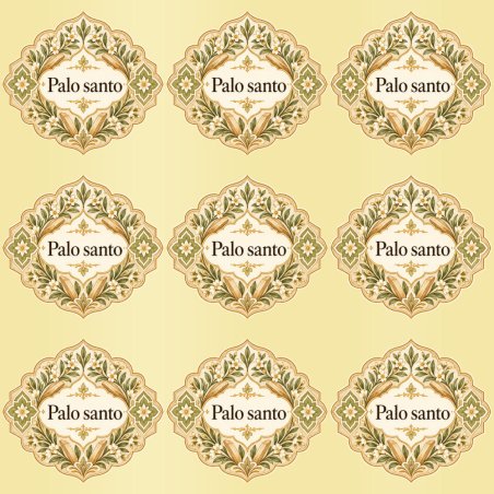 Pegatinas aroma palo santo estilo árabe: blíster de 9 pegatinas con el vinilo sobrante retirado.
