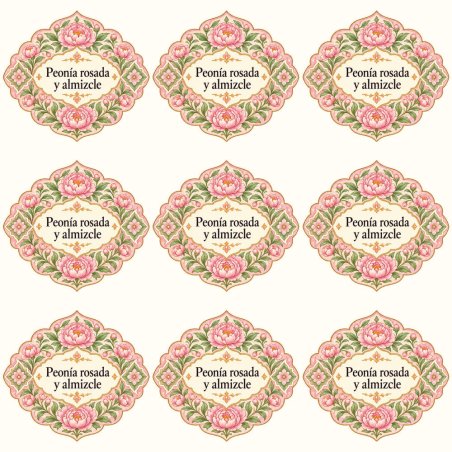 Pegatinas aroma peonía rosada y almizcle estilo árabe: blíster de 9 pegatinas.