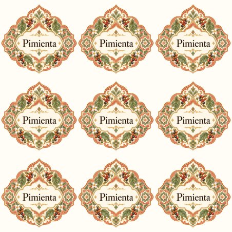 Pegatinas aroma pimienta estilo árabe: blíster de 9 pegatinas.