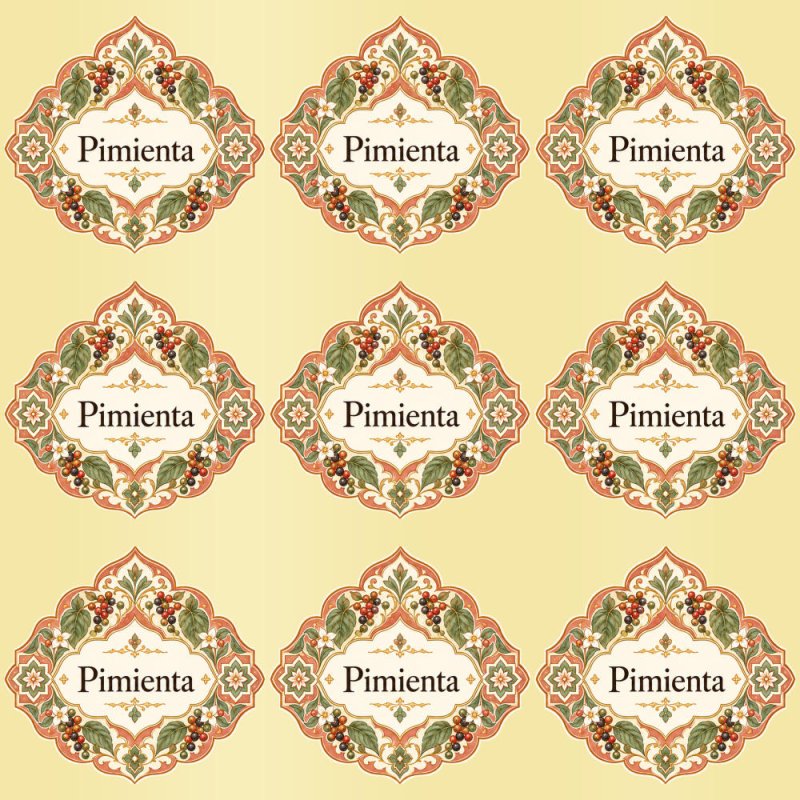 Pegatinas aroma pimienta estilo árabe: blíster de 9 pegatinas con el vinilo sobrante retirado.