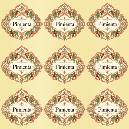 Pegatinas aroma pimienta estilo árabe: blíster de 9 pegatinas con el vinilo sobrante retirado.