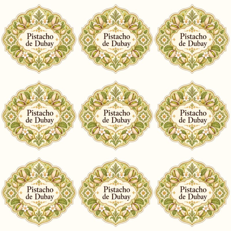 Pegatinas aroma pistacho de Dubái estilo árabe: blíster de 9 pegatinas.