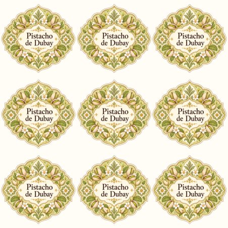 Pegatinas aroma pistacho de Dubái estilo árabe: blíster de 9 pegatinas.
