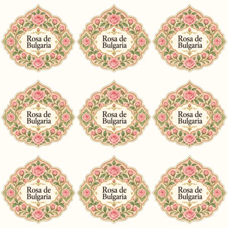 Pegatinas aroma rosa de Bulgaria estilo árabe: blíster de 9 pegatinas.