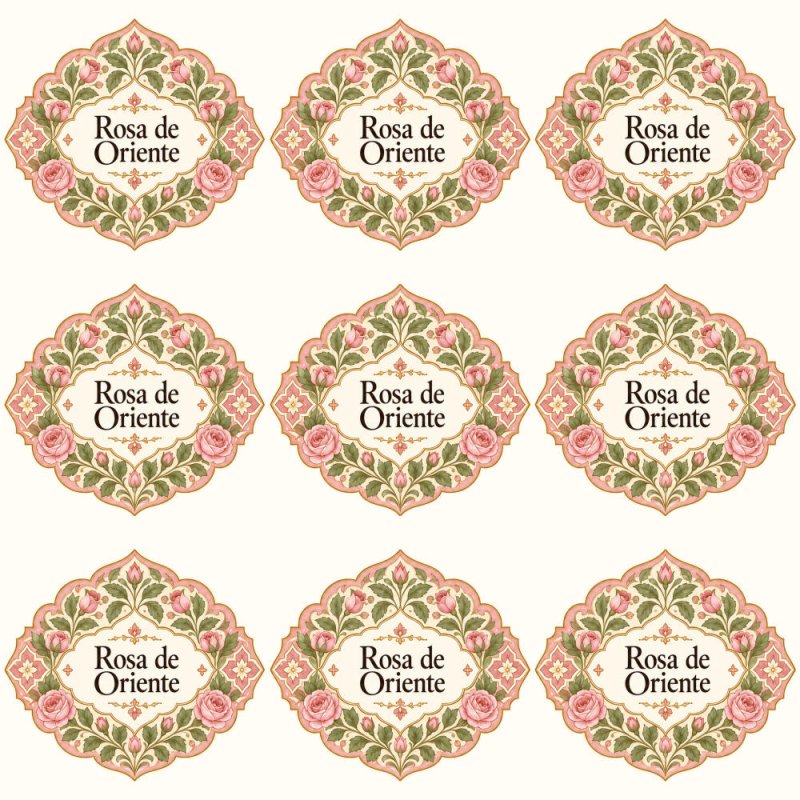 Pegatinas aroma rosa de Oriente estilo árabe: blíster de 9 pegatinas.