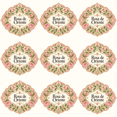 Pegatinas aroma rosa de Oriente estilo árabe: blíster de 9 pegatinas.