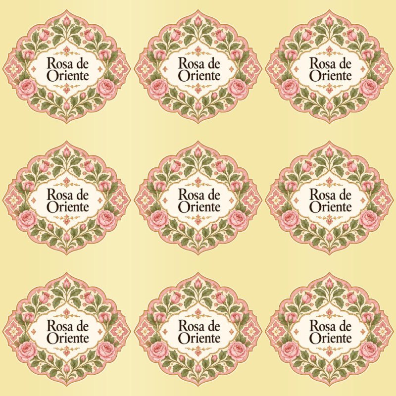 Pegatinas aroma rosa de Oriente estilo árabe: blíster de 9 pegatinas con el vinilo sobrante retirado.