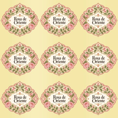 Pegatinas aroma rosa de Oriente estilo árabe: blíster de 9 pegatinas con el vinilo sobrante retirado.