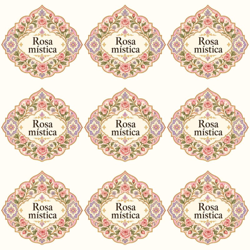 Pegatinas aroma rosa mística estilo árabe: blíster de 9 pegatinas.