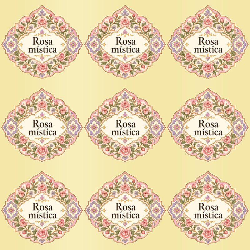Pegatinas aroma rosa mística estilo árabe: blíster de 9 pegatinas con el vinilo sobrante retirado.
