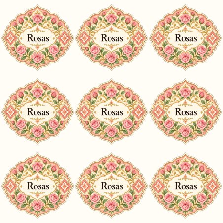 Pegatinas aroma rosas estilo árabe: blíster de 9 pegatinas.