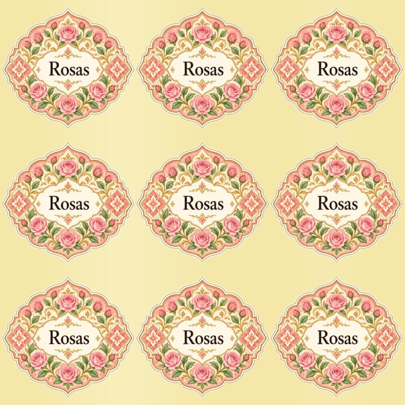 Pegatinas aroma rosas estilo árabe: blíster de 9 pegatinas con el vinilo sobrante retirado.