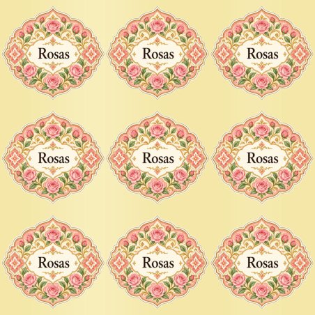 Pegatinas aroma rosas estilo árabe: blíster de 9 pegatinas con el vinilo sobrante retirado.