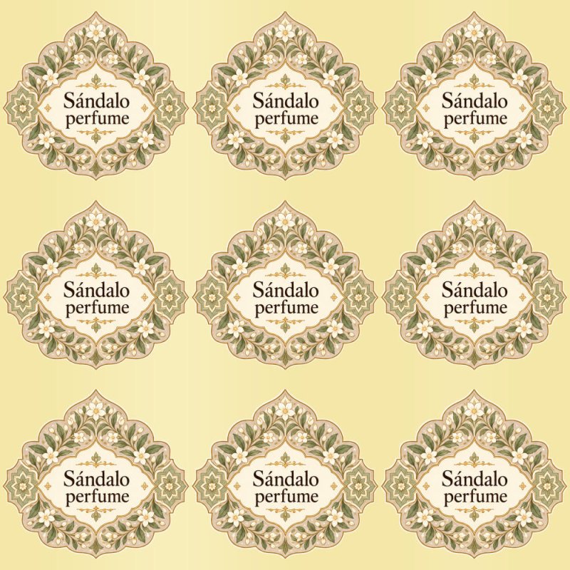 Pegatinas aroma sándalo perfume estilo árabe: blíster de 9 pegatinas con el vinilo sobrante retirado.