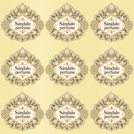 Pegatinas aroma sándalo perfume estilo árabe: blíster de 9 pegatinas con el vinilo sobrante retirado.