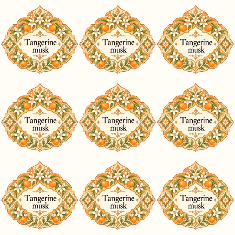 Pegatinas aroma tangerine musk estilo árabe: blíster de 9 pegatinas.