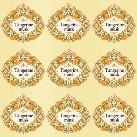 Pegatinas aroma tangerine musk estilo árabe: blíster de 9 pegatinas con el vinilo sobrante retirado.