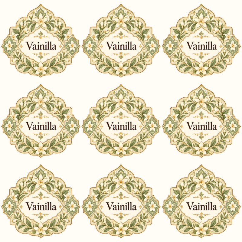 Pegatinas aroma vainilla estilo árabe: blíster de 9 pegatinas.