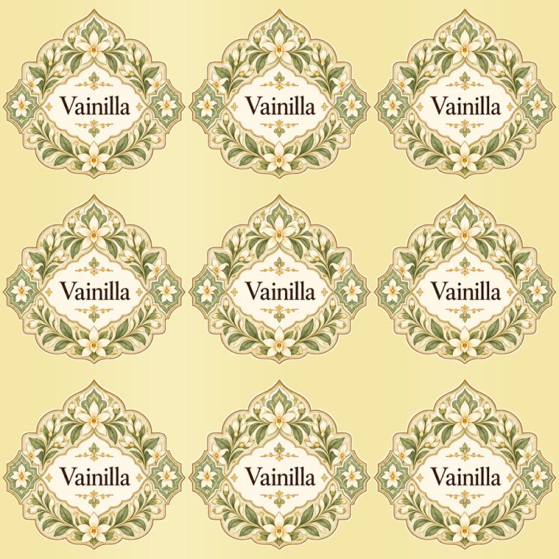 Pegatinas aroma vainilla estilo árabe: blíster de 9 pegatinas con el vinilo sobrante retirado.