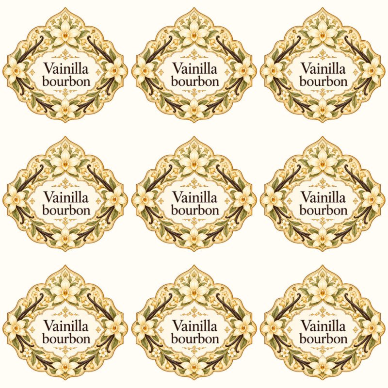 Pegatinas aroma vainilla bourbon estilo árabe: blíster de 9 pegatinas.