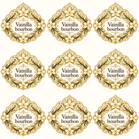 Pegatinas aroma vainilla bourbon estilo árabe: blíster de 9 pegatinas.