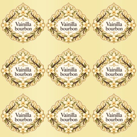 Pegatinas aroma vainilla bourbon estilo árabe: blíster de 9 pegatinas con el vinilo sobrante retirado.