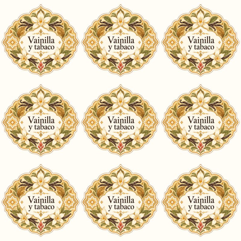 Pegatinas aroma vainilla y tabaco estilo árabe: blíster de 9 pegatinas.