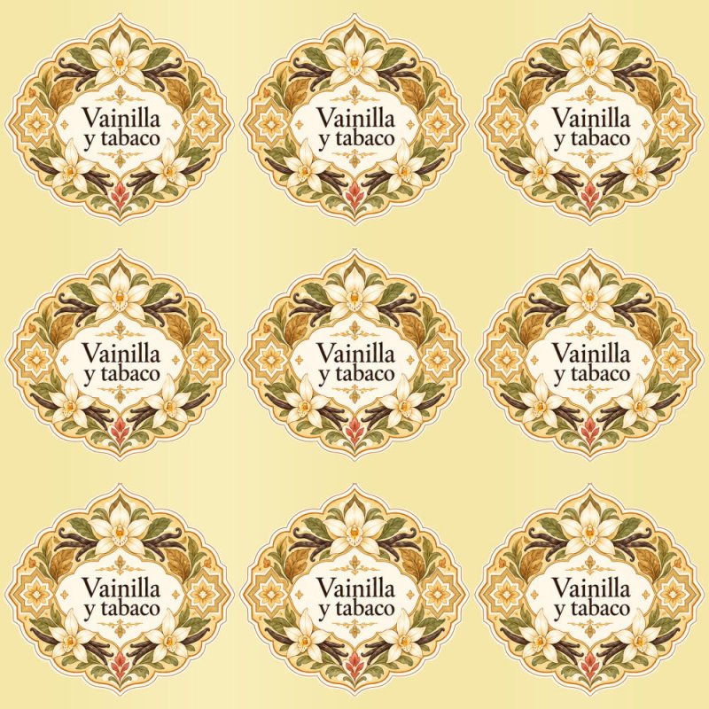 Pegatinas aroma vainilla y tabaco estilo árabe: blíster de 9 pegatinas con el vinilo sobrante retirado.