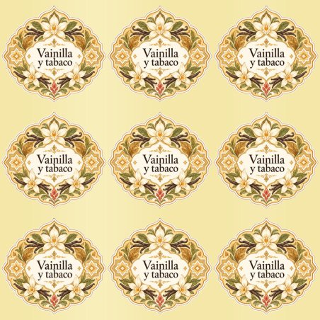 Pegatinas aroma vainilla y tabaco estilo árabe: blíster de 9 pegatinas con el vinilo sobrante retirado.