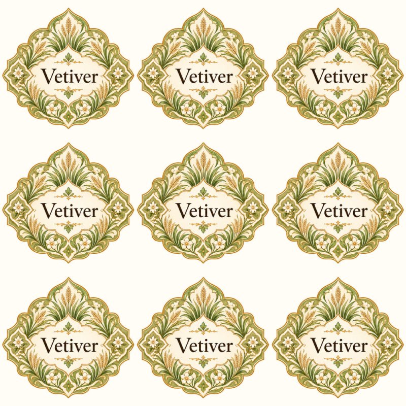 Pegatinas aroma vetiver estilo árabe: blíster de 9 pegatinas.