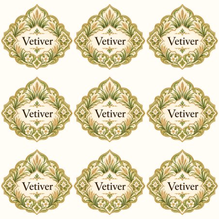 Pegatinas aroma vetiver estilo árabe: blíster de 9 pegatinas.
