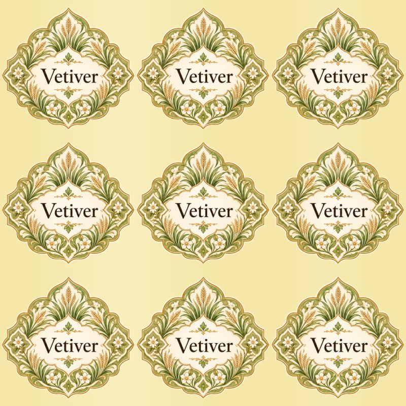 Pegatinas aroma vetiver estilo árabe: blíster de 9 pegatinas con el vinilo sobrante retirado.