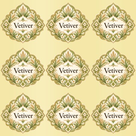 Pegatinas aroma vetiver estilo árabe: blíster de 9 pegatinas con el vinilo sobrante retirado.