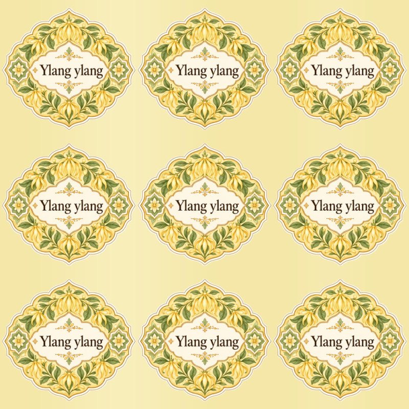 Pegatinas aroma ylang ylang estilo árabe: blíster de 9 pegatinas con el vinilo sobrante retirado.