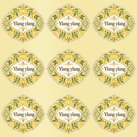 Pegatinas aroma ylang ylang estilo árabe: blíster de 9 pegatinas con el vinilo sobrante retirado.