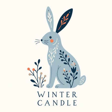 Pegatina de Winter Candle con conejo.